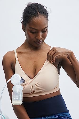 Motherhood Maternity Womens Hands Free Pumping Seamless Clip Down Nursing Bra for Breastfeeding - color: Nude, size: Medium