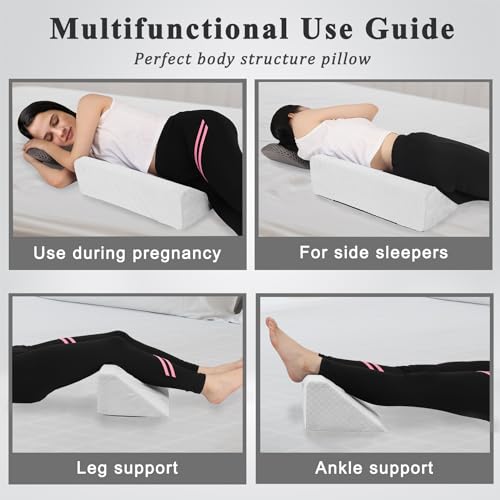 Bed Wedge Pillow for Side Sleeping Foam Filled Body Positioning - color: White