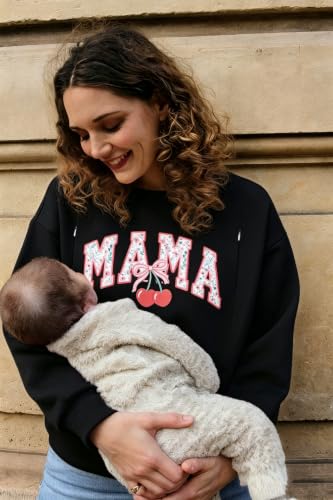 UNIQUEONE Nursing Sweatshirt Women Hidden Zip Breastfeeding Shirts - color: Black, size: Medium