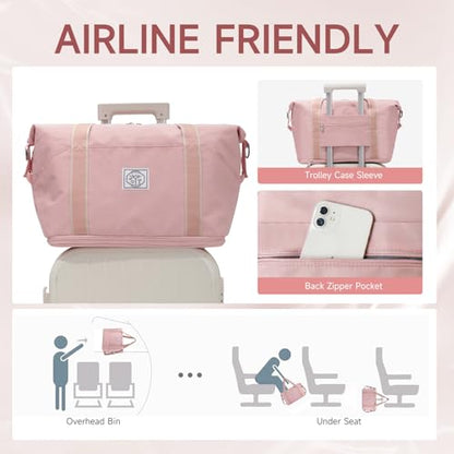 WALNEW Travel Duffel Bag, Weekender Overnight Bag for Women, Pink - color: Pink