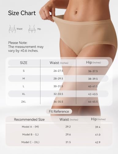 NIASOUL Women's Modal Underwear Seamless Soft Full Coverage Panties Briefs - color: 4p-skin, size: Large