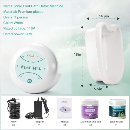 Ionic Foot Bath Detox Machine with 2 Ionic Arrays & Epsom Salt