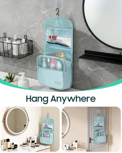 FINPAC Toiletry Bag, Large Capacity Hanging Makeup Bag - color: Blue