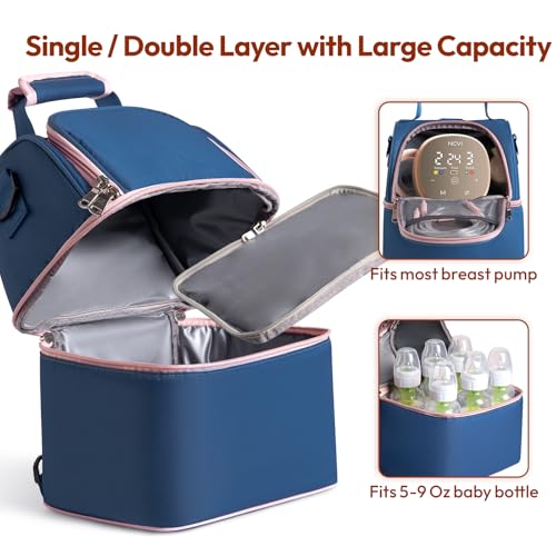 NCVI Breast Pump Backpack, Double Layer Removable, for Spectra/Medela - color: Blue