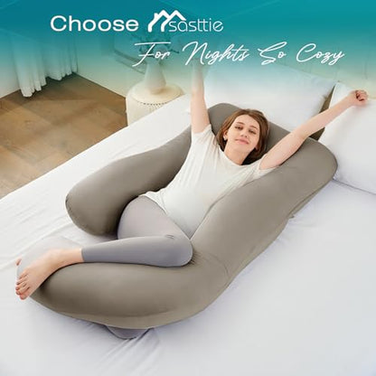 Cooling Pregnancy Pillows for Sleeping, 57'' Full Body Pillow, Linen - color: Linen, size: 57 Inch