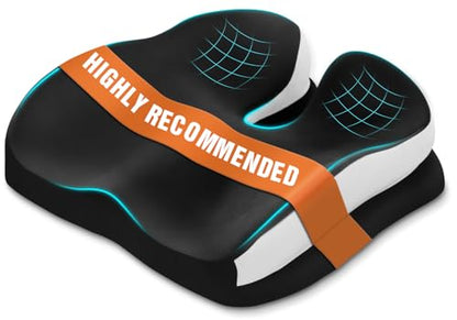 Memory Foam Ergonomic Seat Cushion for Office Chairs Pain Relief - color: Black Mesh