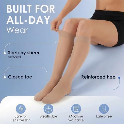 ABSOLUTE SUPPORT Sheer Womens Compression Socks 15-20 mmHg - color: Natural, size: X-Large