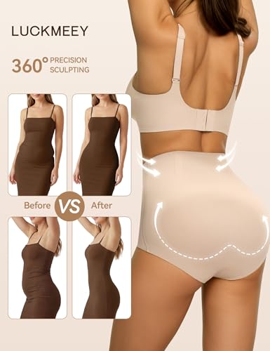 LUCKMEEY Tummy Control Shapewear Underwear, Seamless Comfy Shaping Briefs - color: Briefs Nude, size: Medium