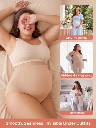 Summer Mae Maternity Underwear 76% Rayon Made from Bamboo Soft Breathable - color: Black,skin,light Grey-3 Pc, size: Medium