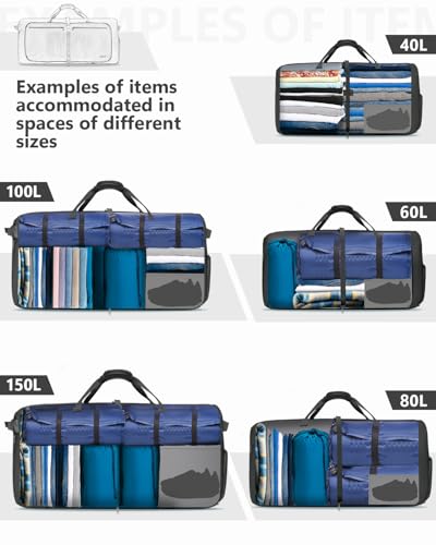 Gonex Foldable Travel Duffle Bag, Lightweight with Shoe Compartment - color: Gray, size: 40L