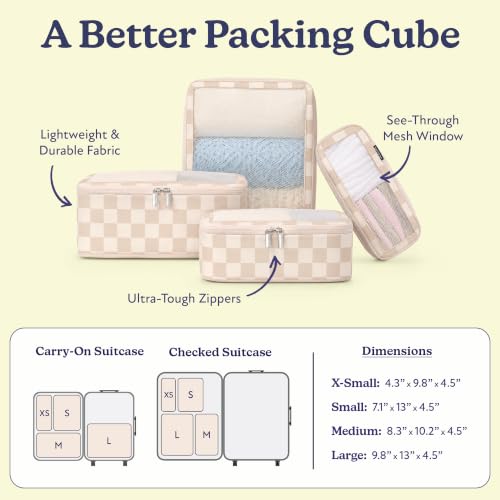 Vandel TSA-Friendly Packing Cubes for Carry On, Mesh Suitcase Organizer Bag - color: 2. Neutral Checker, size: 4 Pack (Standard)