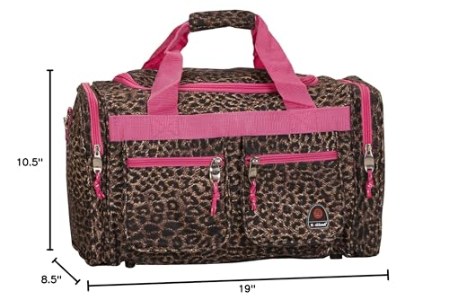 Rockland 19" Polyester Duffel Bag, Pink Leopard - color: Pink Leopard, size: 19"