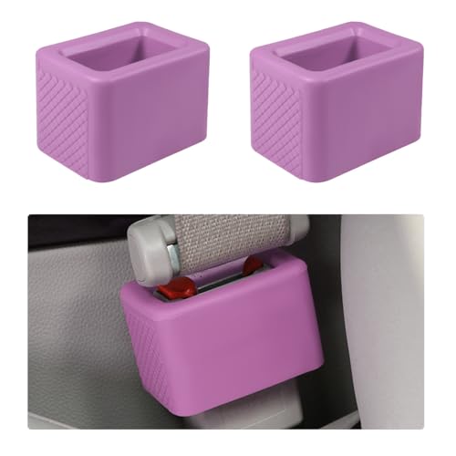Augeny 2 PCS Seat Belt Buckle Holder, Silicone Auto Rear Seatbelt Buckle Booster to Makes Receptacle Stand Upright for Easy Access, Universal Vehicle Seatbelt Buckle for Kids (Light Purple) - color: Light Purple