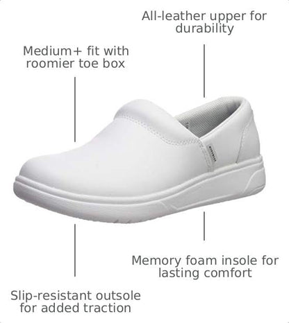 Cherokee Melody Nursing Clogs for Women Slip Resistant Leather Upper - color: White, size: 10