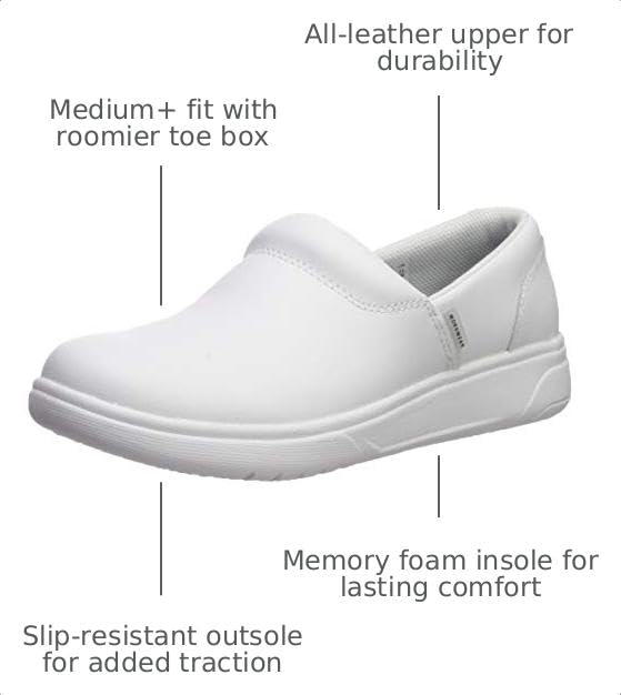 Cherokee Melody Nursing Clogs for Women Slip Resistant Leather Upper - color: White, size: 6