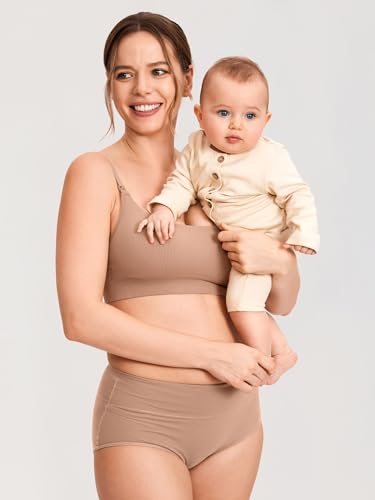 MOMANDA Ribbed Nursing Bras for Breastfeeding - color: Gravel Beige, size: Medium