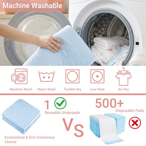 2 Pack QuiltedWaterproof Pads for Bed Washable 18x24 Inch Blue - color: Blue, size: 18"x24"