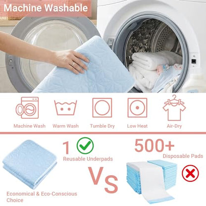 2 Pack QuiltedWaterproof Pads for Bed Washable 18x24 Inch Blue - color: Blue, size: 18"x24"