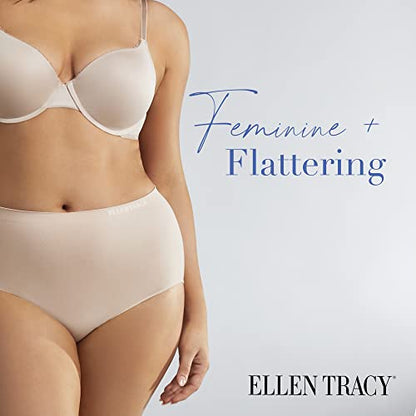 ELLEN TRACY Full Coverage Panties Seamless Underwear Briefs for Women 4pack - color: Mocha/Black Pack, size: Medium