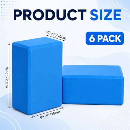 Wettarn 6 Pack EVA Yoga Blocks Bulk, Non Slip Pilates Brick - color: Blue