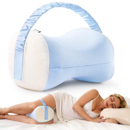 YFONG Knee Pillow for Side Sleepers, Memory Foam Leg Pillow, Blue - color: Blue