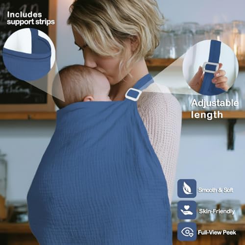 Muslin Nursing Covers for Breastfeeding, Misty Blue - color: Misty Blue