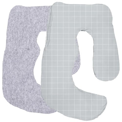 Maternity Pillow Cover ONLY Compatible with Momcozy Pregnancy Pillow (2 Pack Covers-Pillow NOT Included) - color: Mix Grey&grey Mini Grid