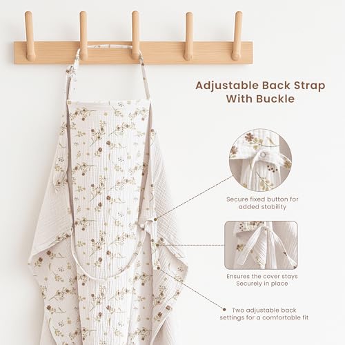 Konssy 2-Pack Muslin Nursing Cover Up for Breastfeeding Mom with Rigid Hoop - color: Chestnut, Posy