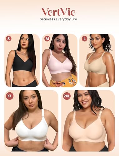 Vertvie Jelly Bra No Underwire Seamless Push Up Full Coverage - color: Semolina, size: X-Large