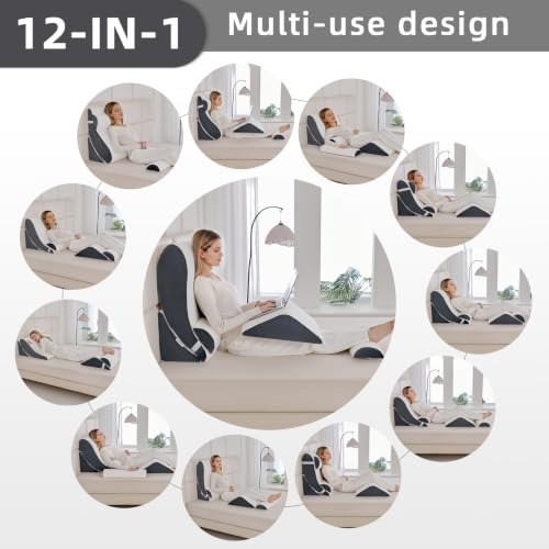 Wedge Pillow Set for After Surgery,White/Dark Grey,5PCS-23.2" - color: White/Dark Grey, size: 5PCS-23.2''