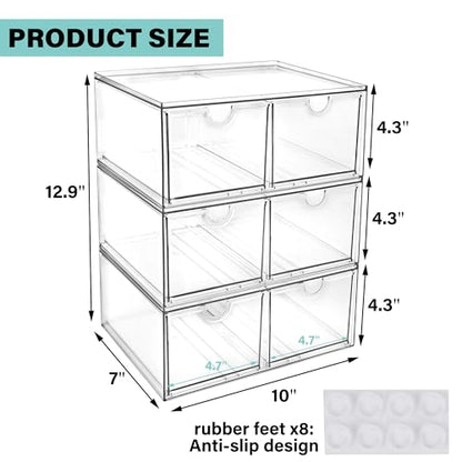 Prsildan 6 Small Drawers Stackable Storage Drawer Clear Acrylic Organizer - size: Stackable-6Drawers
