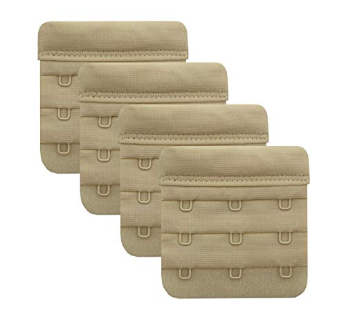 Tamlien Bra Extender 2 Hook/3 Hook/4 Hook/5 Hook, Soft and Comfortable Bra Extension - color: Bra Extender 3 Hooks-beige