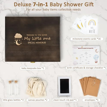 Baby Keepsake Box Wooden with 6 Additional Items