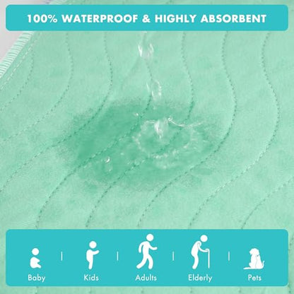 Bunlitent Washable Underpads, 36" x 38", 4 Pack, Green - color: Green, size: 36"x38" (4 Packs)