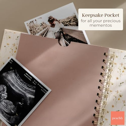 Peachly Pregnancy Journal for First Time Moms - Linen Memory Book - color: Beige
