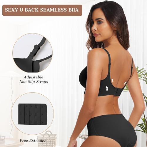 OEAK Womens Wireless Jelly Bras Comfortable Gel Bra Everyday Tshirt Bras - color: Black, size: Medium