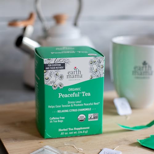 Earth Mama - Organic Peaceful Tea Stress Less! Calming - 16 Teabags - size: 16 Count (Pack of 1)