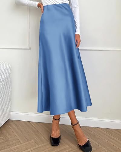 BTFBM Long Skirts for Women 2026 Fall Outfits - color: Blue, size: Small