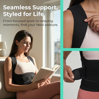 Posture Corrector for Women,2-in-1 Back Brace with Shoulder Support - size: Medium