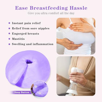 Breast Therapy Ice Packs Hot Cold 2 Pack Gel Pads for Breastfeeding Relief - color: Purple