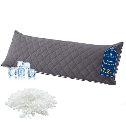 KISSKI Cooling Body Pillow for Adults, Adjustable Memory Foam Long Pillow - color: Dark Gray