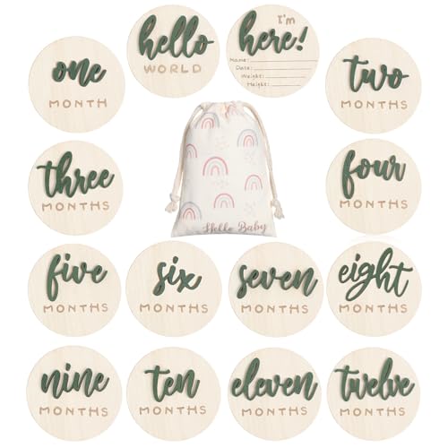 Baby Monthly Milestone Sign Announcement Sign, Green, Letter - color: Green, style: Letter