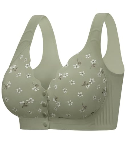 Wireless Front Close Bras for Women, Jelly Post Surgery Push Up Bralettes - color: Green, size: Large