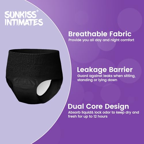 Disposable Period Underwear, Heavy Flow, L, Black, 10Ct - size: Large, style: Black (Pack of 10)