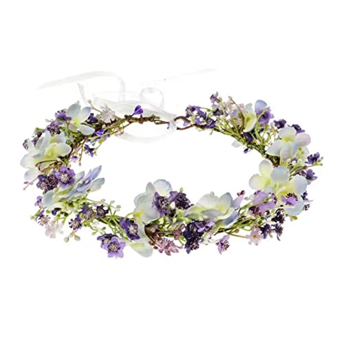 Vividsun Green Leaf Flower Crown Eucalyptus Crown Wedding Bridal Maternity Photo Props Headpiece (A/purple) - color: Purple