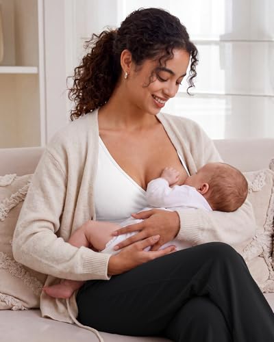 G4Free BareFeel Maternity Bra Wireless Nursing for Breastfeeding V Neck - color: Pure White, size: Large