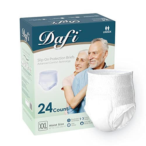 DAFI Adult Incontinence Underwear for Women & Men, XXL/24 Count Overnight Bladder Control Underwear Disposable Pull Ups, Slip-On Protection Briefs - color: 1 Pack, size: 2X-Large
