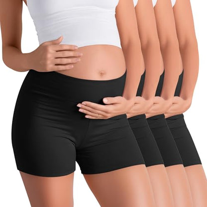 4 Pack Maternity Shorts - color: Black, Black, Black, Black, size: Medium
