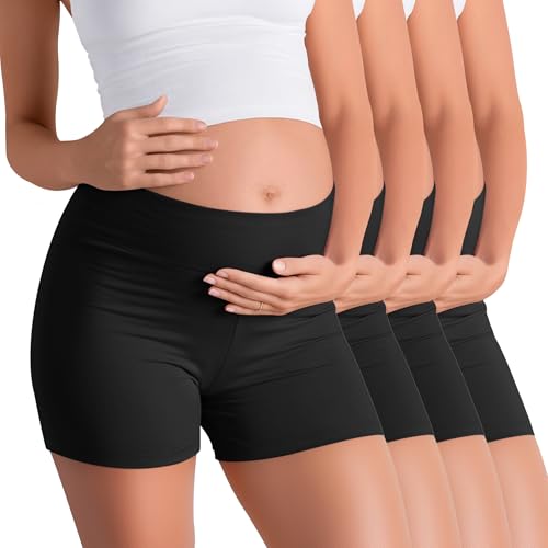 4 Pack Maternity Shorts - color: Black, Black, Black, Black, size: Large