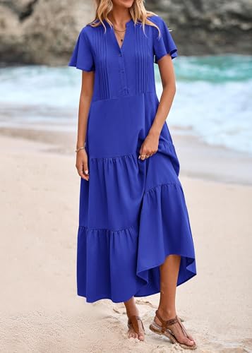 KIRUNDO Summer Maxi Dresses for Women with Pockets 2026 - color: Royal Blue, size: Small
